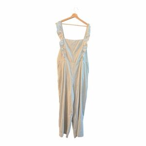 GAP Tan and White Ruffle Jumpsuit